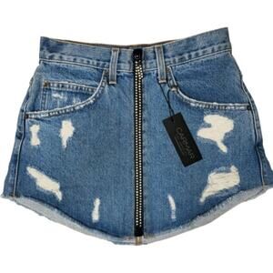 Carmar Beatrice Rhinestone Zipper Distressed Mini Skirt Size 26‎